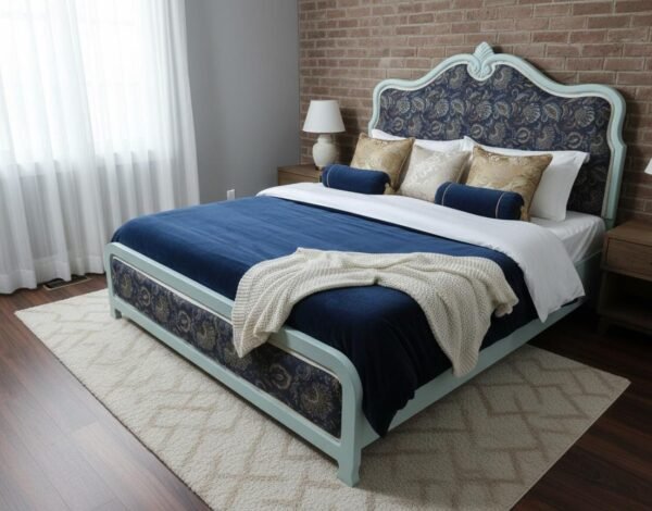 Bed's side view Wooden Classic Double Bed