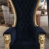 Regal Lion Head Throne Chair – Gold & Navy Blue Velvet