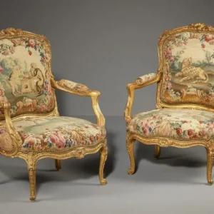 Teak wood sofa chair set with golden deco