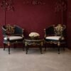 Antique Style French Provincial Carved Chairs and Stool Set