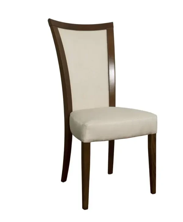 Teak wood chair with PU finish and cushioned seat