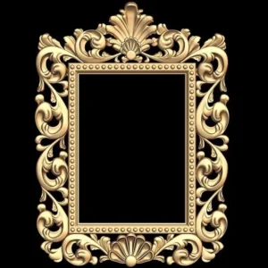 1. Handcrafted wooden carving mirror frame with golden deco polish wall décor