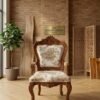 Luxury-wooden-accent-chair-with-floral-upholstery