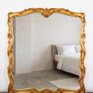 Luxury hand-carved wooden frame with ornate baroque design, large decorative mirror frame for elegant wall décor