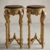 beautiful-design-stool-pair-for-home Golden polish teak wood sitting stool with glass surface