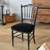 black-pu-finish teak wood dining chair PU finish polish with black cushion