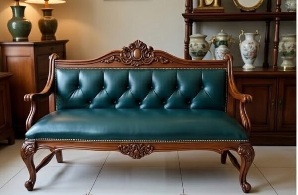 Luxury Handcrafted Wooden Sofa Set with Premium Tufted Upholstery | Vintage Royal Furniture Design