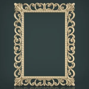 Royal wood frame mirror with hand carved detailed floral design
