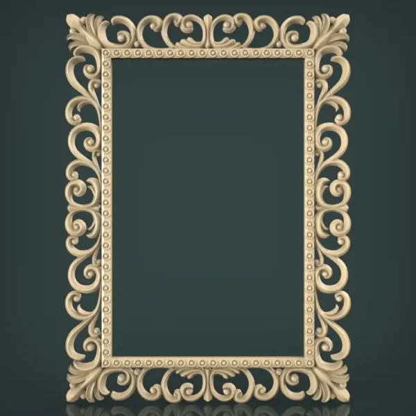 Royal wood frame mirror with hand carved detailed floral design