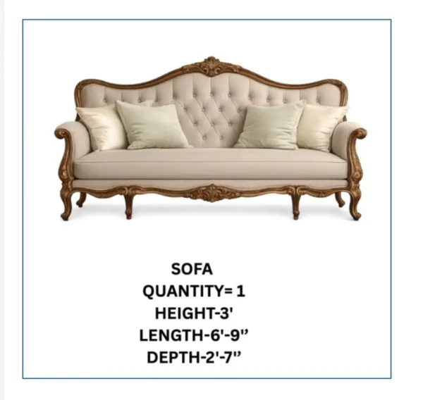 Victorian Style Wooden Sofa 3 Seater | Solid Wood – Buy Online