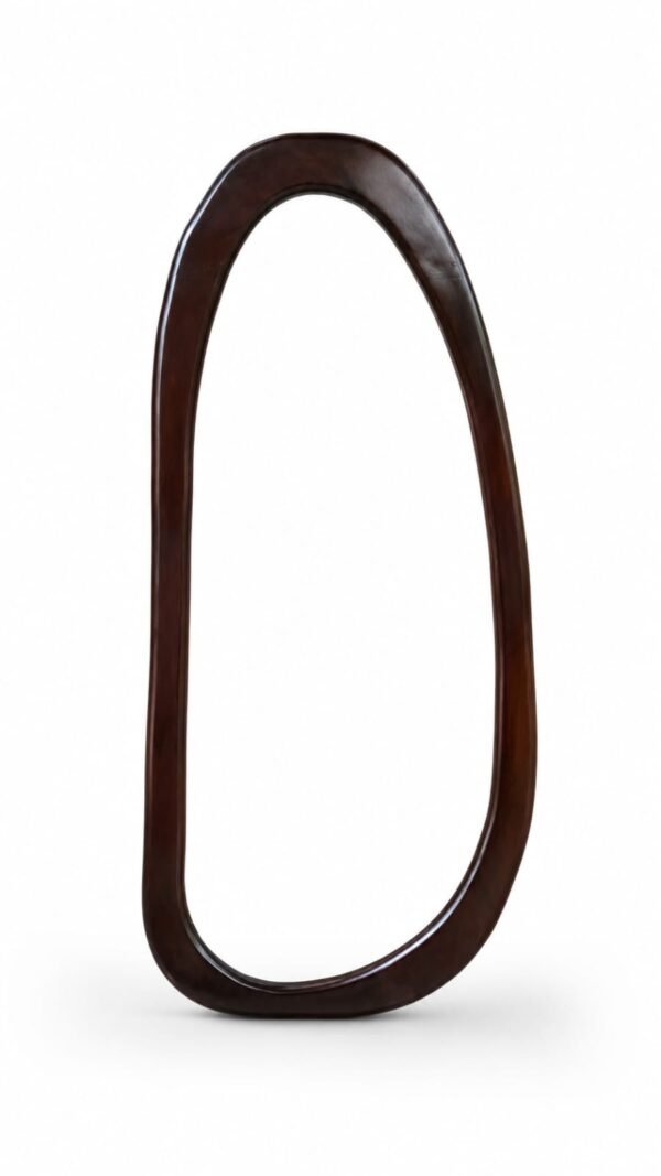 Handcrafted organic wooden wall mirror with premium solid wood frame in dark walnut finish